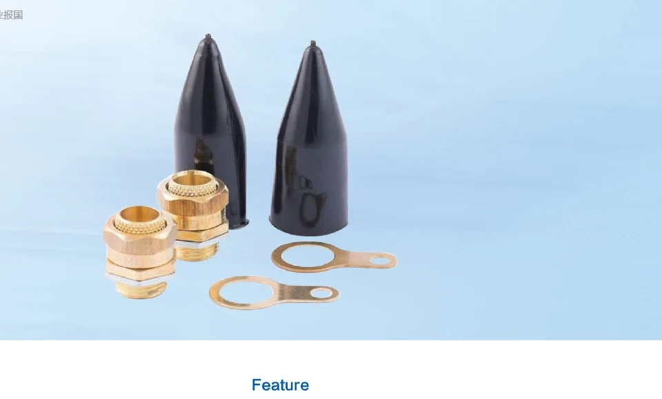 Brass E1W armoured cable gland kit and shrouds shown in the supplied HUSI catalog